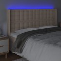  Zagłówek do łóżka z LED, cappuccino, 163x16x118/128cm, ekoskóra