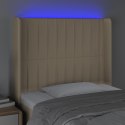  Zagłówek do łóżka z LED, kremowy, 83x16x118/128 cm, tkanina