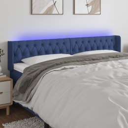  Zagłówek do łóżka z LED, niebieski, 203x16x78/88 cm, tkanina