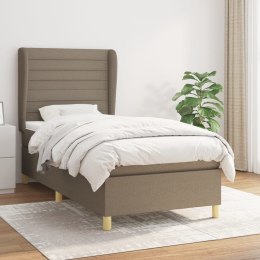  Łóżko kontynentalne z materacem, taupe, tkanina, 80x200 cm