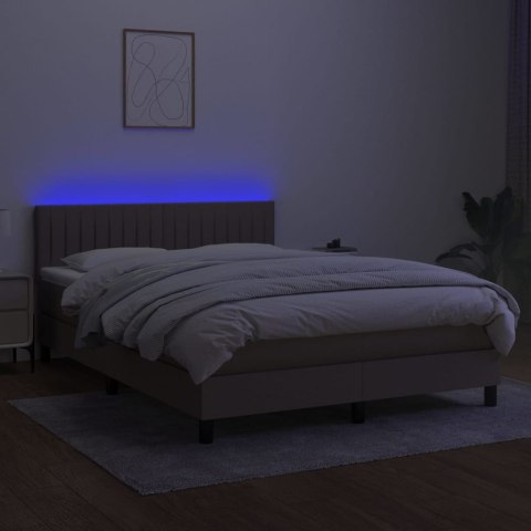  Łóżko kontynentalne z materacem, taupe, 140x190 cm, tkanina