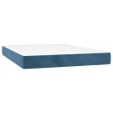  Łóżko kontynentalne, materac i LED, niebieski aksamit 140x200cm
