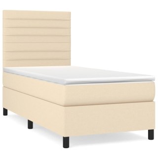  Łóżko kontynentalne z materacem, kremowe, tkanina, 100x200 cm