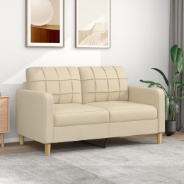  2-osobowa sofa, kremowa, 140 cm, tapicerowana tkaniną