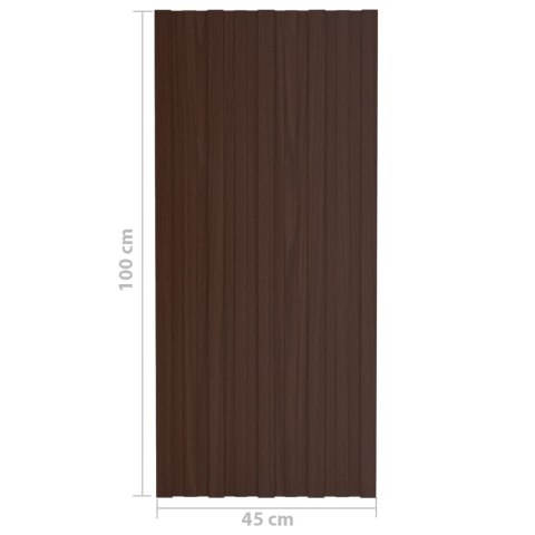  Panele dachowe, 12 szt., stal galwanizowana, brązowe, 100x45 cm