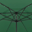  Parasol ogrodowy z LED i metalowym słupkiem, 400 cm, zielony