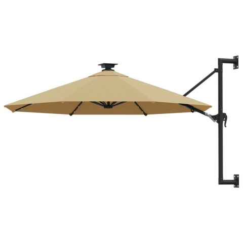  Parasol ścienny z LED, na metalowym słupku, 300 cm, kolor taupe