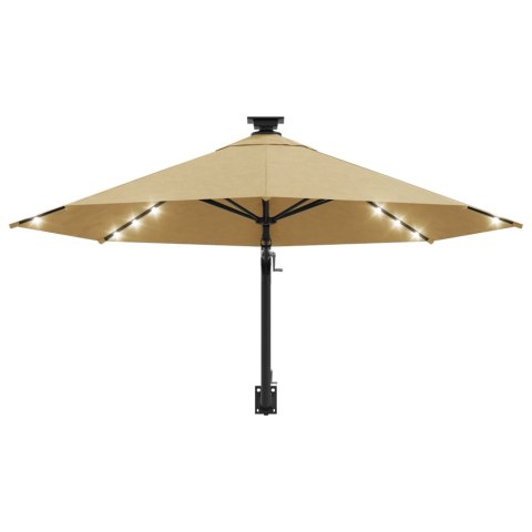  Parasol ścienny z LED, na metalowym słupku, 300 cm, kolor taupe