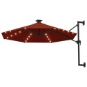  Parasol ścienny z LED, na metalowym słupku, 300 cm, terakota