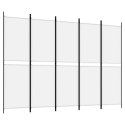  Parawan 5-panelowy, biały, 250 x 180 cm, tkanina