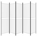  Parawan 5-panelowy, biały, 250 x 180 cm, tkanina