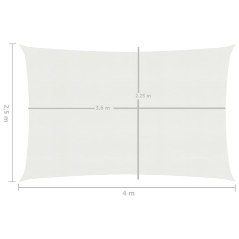  Żagiel przeciwsłoneczny, 160 g/m², biały, 2,5x4 m, HDPE