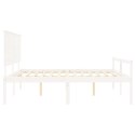  Łóżko dla seniora, z wezgłowiem, białe, 200x200 cm, lite drewno