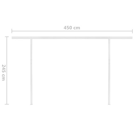  Ręcznie zwijana markiza z słupkami, 5x3 m, kremowa