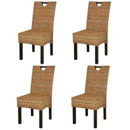  Krzesła stołowe, 4 szt., rattan Kubu i drewno mango
