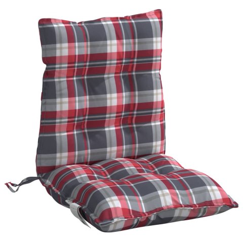  Poduszki na krzesła z niskim oparciem, 6 szt., w czerwoną kratę