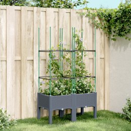  Donica ogrodowa z kratką, szara, 80x40x142,5 cm, PP