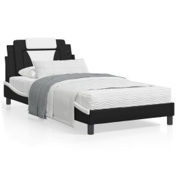  Łóżko z materacem, białe, 100x200 cm, sztuczna skóra