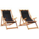  Składane krzesła plażowe, 2 szt., czarne, obite tkaniną