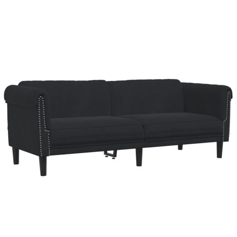  Sofa 3-osobowa, czarna, tapicerowana aksamitem