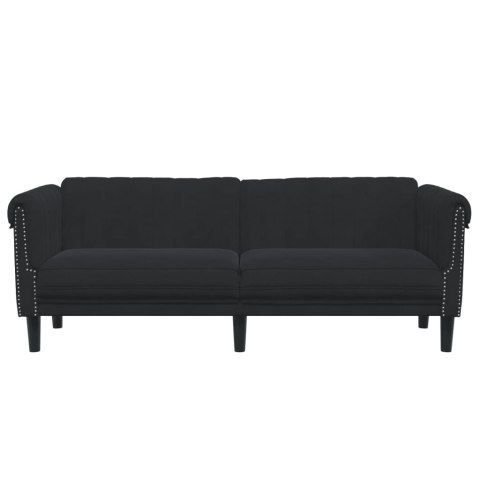  Sofa 3-osobowa, czarna, tapicerowana aksamitem