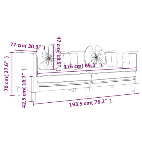  Sofa 3-osobowa z poduszkami, kremowa, aksamit