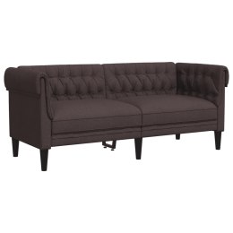  Sofa Chesterfield, dwuosobowa, ciemnobrązowa, obita tkaniną