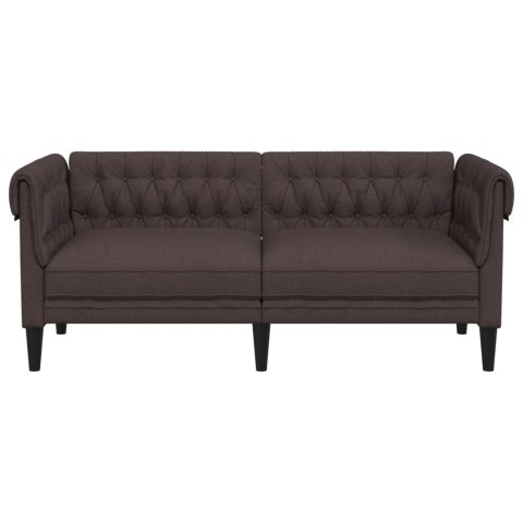  Sofa Chesterfield, dwuosobowa, ciemnobrązowa, obita tkaniną