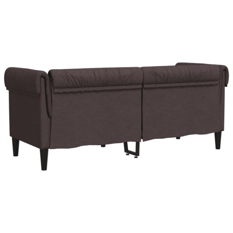  Sofa Chesterfield, dwuosobowa, ciemnobrązowa, obita tkaniną