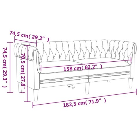  Sofa Chesterfield, dwuosobowa, ciemnobrązowa, obita tkaniną