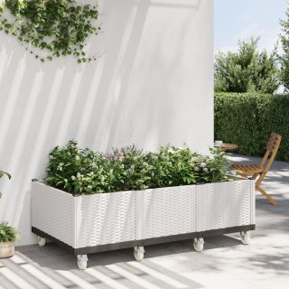  Donica ogrodowa na kółkach, biała, 150x80x54 cm, PP