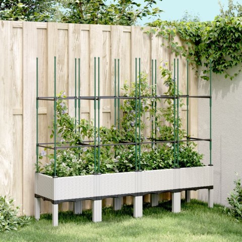  Donica ogrodowa z kratką, biała, 160x40x142,5 cm, PP