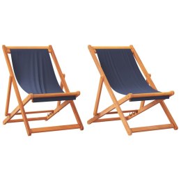  Składane krzesła plażowe, 2 szt., niebieskie, obite tkaniną