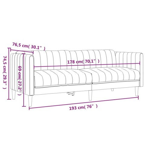  Sofa 3-osobowa, ciemnobrązowa, tapicerowana tkaniną