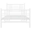  Metalowa rama łóżka z wezgłowiem i zanóżkiem, biała, 107x203 cm