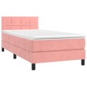  Łóżko kontynentalne z materacem, różowe, aksamit, 80x200 cm
