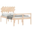  Łóżko dla seniora, rama z wezgłowiem, podwójne, lite drewno