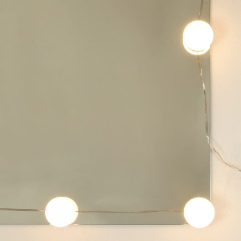  Toaletka z oświetleniem LED i 2 szafkami, biała, wysoki połysk