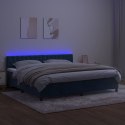  Łóżko kontynentalne, materac i LED, niebieski aksamit 200x200cm