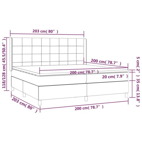  Łóżko kontynentalne, materac i LED, niebieski aksamit 200x200cm