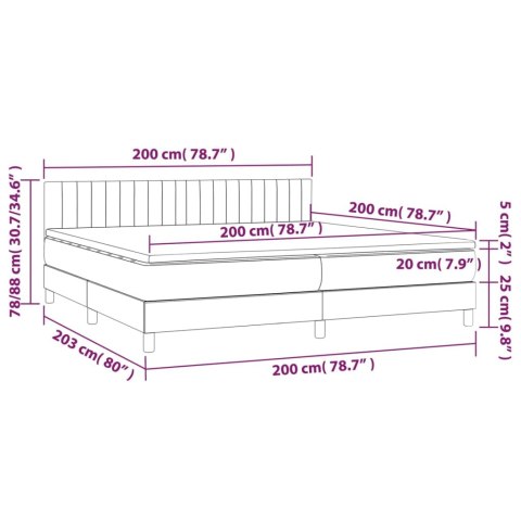  Łóżko kontynentalne, materac i LED, niebieski aksamit 200x200cm