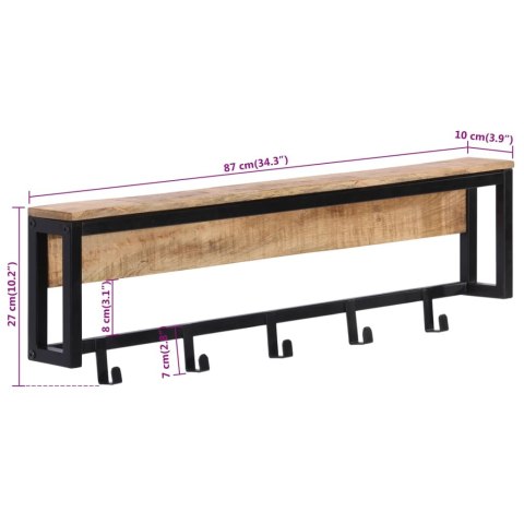  Wieszak na ubrania, 87x10x27 cm, surowe drewno mango