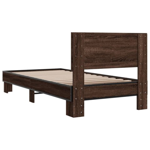  Rama łóżka, brązowy dąb, 90x190 cm, materiał drewnopochodny