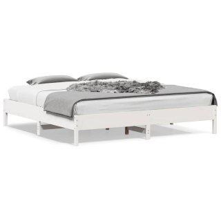  Rama łóżka, biała, 200 x 200 cm, lite drewno sosnowe