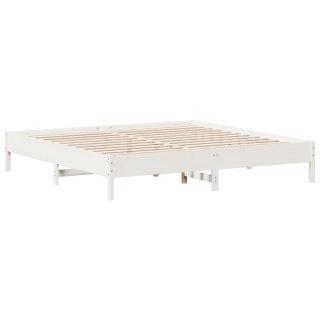  Rama łóżka, biała, 200 x 200 cm, lite drewno sosnowe
