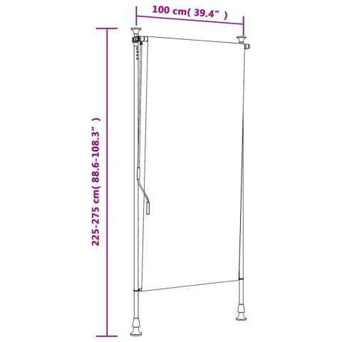  Roleta zewnętrzna, żółto-biała, 100x270 cm, tkanina i stal