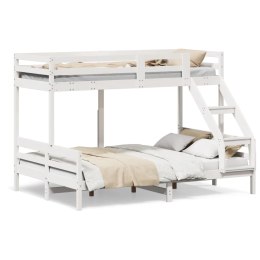  Łóżko piętrowe, 90x200/140x200 cm, białe, lite drewno sosnowe