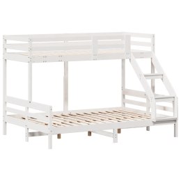  Łóżko piętrowe, 90x200/140x200 cm, białe, lite drewno sosnowe