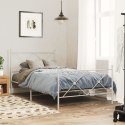  Metalowa rama łóżka z wezgłowiem i zanóżkiem, biała, 100x200 cm