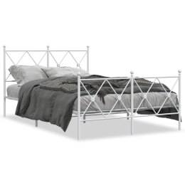  Metalowa rama łóżka z wezgłowiem i zanóżkiem, biała, 120x190 cm